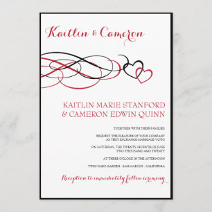 Beloved (Black & Red) Wedding-uitnodigingen Kaart