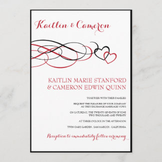 Beloved (Black & Red) Wedding-uitnodigingen Kaart