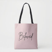 Beloved Blush Pink and Black Christelijk Faith Tote Bag (Voorkant)