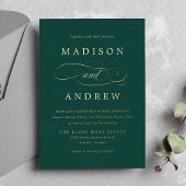 Beloved Emerald Green and Gold Calligraphy Wedding Folie Uitnodiging