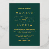 Beloved Emerald Green and Gold Calligraphy Wedding Folie Uitnodiging (Voorkant)