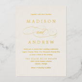 Beloved ivoor en Gold Calligraphy Wedding Folie Uitnodiging (Voorkant)