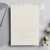 Beloved ivoor en Gold Calligraphy Wedding Folie Uitnodiging