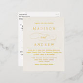 Beloved ivoor en Gold Wedding Folie Uitnodiging Briefkaart (Voorkant / Achterkant)