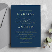 Beloved Navy and Gold Calligraphy Wedding Folie Uitnodiging