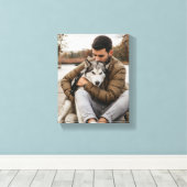 Beloved Pet And Owner Canvas Afdruk (Insitu (Houten vloer))