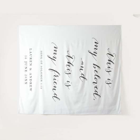 Beloved Scripting Wedding Ceremony Backdrop Wandkleed (Voorkant (horizontaal))