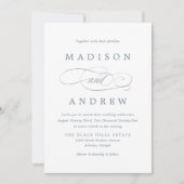 Beloved Slate Blue Calligraphy Wedding Kaart (Voorkant)