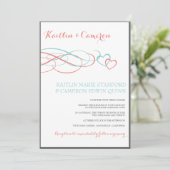 Beloved (Tiffany, Coral & Grey) Wedding Invites Kaart (Staand voorkant)