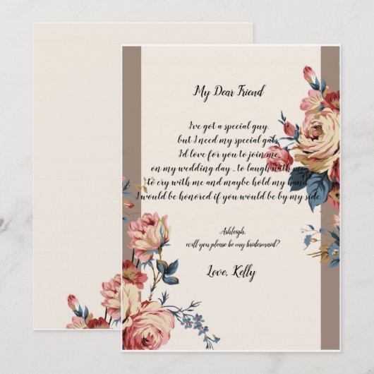      belovedzal mijn bruidsmeisje zijn kaart (Voorkant / Achterkant)