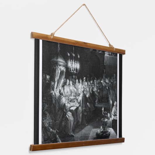 Belshazzar's feest door Engraver Jan Muller Hangend Wandkleed (Gebogen)