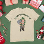 Belsnickel Cartoon gepersonaliseerde kerst T-shirt<br><div class="desc">Wens iedereen een Frohe Weihnachten (Vrolijk Kerstfeest in het Duits) met dit leuke Belsnickel grafisch t-shirt of verander de tekst naar je eigen aangepaste bericht. Het T-shirt is voorzien van een cartoon-afbeelding van de Belsnickel. Dit vakantie volksverhaal karakter heeft zijn wortels in de Palts regio van Duitsland en was populair...</div>