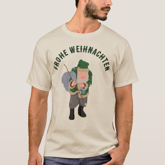 Belsnickel Cartoon gepersonaliseerde kerst T-shirt (Voorkant)