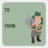 Belsnickel Cartoon van kerst naar van Vierkante Sticker (Voorkant)