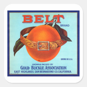Belt Brand California Sinaasappels Vierkante Sticker