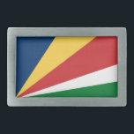 Belt gesp met Seychellen kleuren ontwerp<br><div class="desc">Voeg een opvallend vleugje eilandflair toe aan uw garderobe met onze riemgesp met de levendige kleuren van de Seychellen! Deze riemgesp is een gewaagd statement stuk dat de tropische sfeer van de Seychellen naar je accessoires collectie brengt. Het ontwerp, geïnspireerd op de prachtige kleuren van de vlag van de Seychellen,...</div>