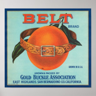 Belt Gold Buckle Association Crate Label Poster