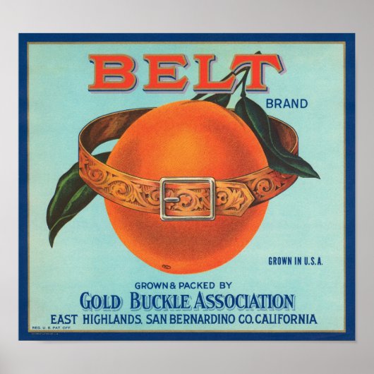 Belt Gold Buckle Association Crate Label Poster (Voorkant)