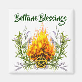 Beltane Blessings Floral Fire Wicca Magneet (Voorkant)