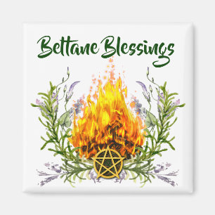 Beltane Blessings Floral Fire Wicca Magneet