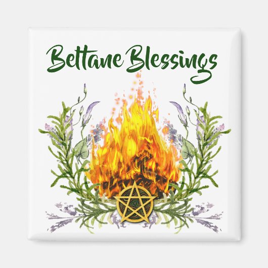 Beltane Blessings Floral Fire Wicca Magneet (Voorkant)