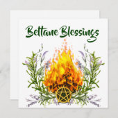 Beltane Blessings Floral Fire Wiccan Feestdagenkaart (Voorkant / Achterkant)