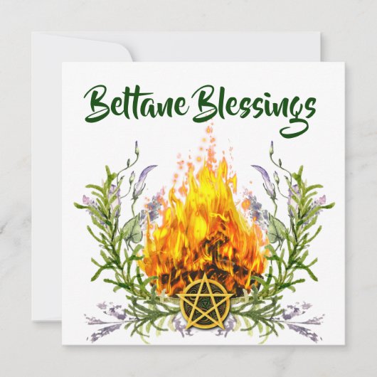 Beltane Blessings Floral Fire Wiccan Feestdagenkaart (Voorkant)