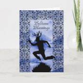 Beltane Blessings Paars Horned Man Silhouette Kaart (Voorkant)
