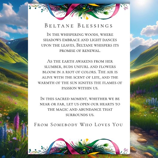 Beltane Blessings Pagan Wiccan Flat Holiday Kaart