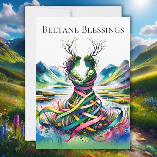 Beltane Blessings Pagan Wiccan Flat Holiday Kaart