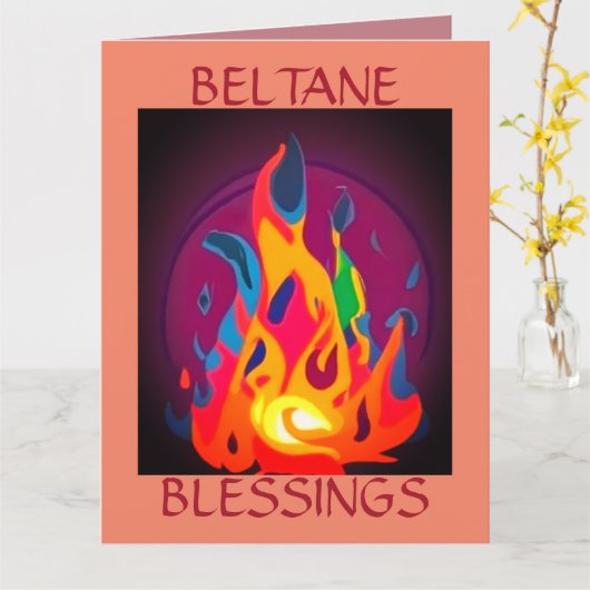 Beltane brand in veelkleurig kaart (Gele Bloem)