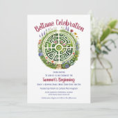 Beltane Celtic Garden Labyrinth Sabbat Party Kaart (Staand voorkant)