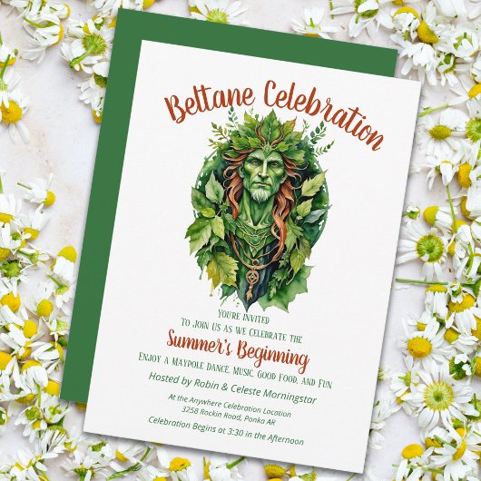Beltane Celtic Greenman Forest God Sabbat Party Kaart