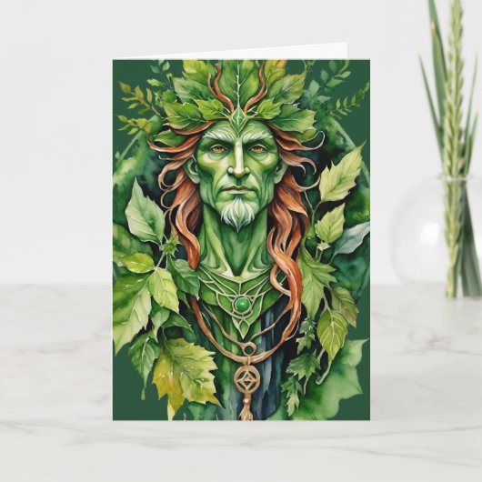 Beltane Celtic Greenman Forest God Sabbat Wicca Feestdagen Kaart (Voorkant)