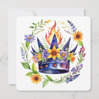 Beltane Fire Crown Summer Floral Sabbat Feestdagenkaart