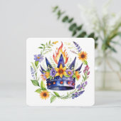 Beltane Fire Crown Summer Floral Sabbat Feestdagenkaart (Staand voorkant)