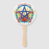 Beltane Fire Summer Flower Pentacle Wicca Sabbat Handwaaier (Achterkant)
