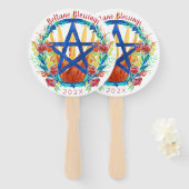 Beltane Fire Summer Flower Pentacle Wicca Sabbat Handwaaier (Voorkant en achterkant)