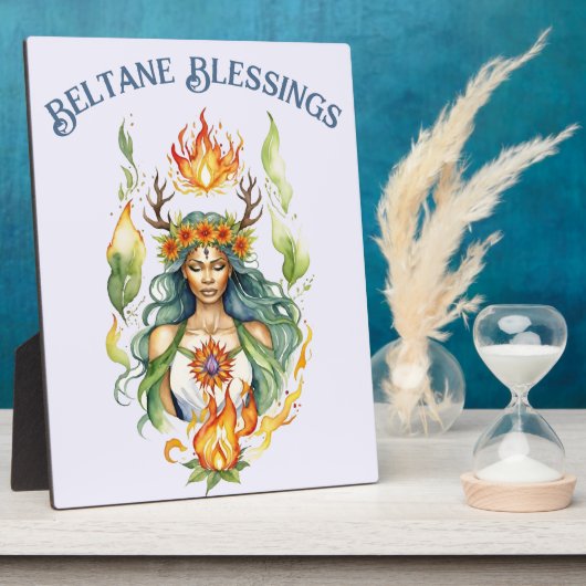 Beltane Fire Summer Goddess Floral Sabbat Altar Fotoplaat (Zijkant)