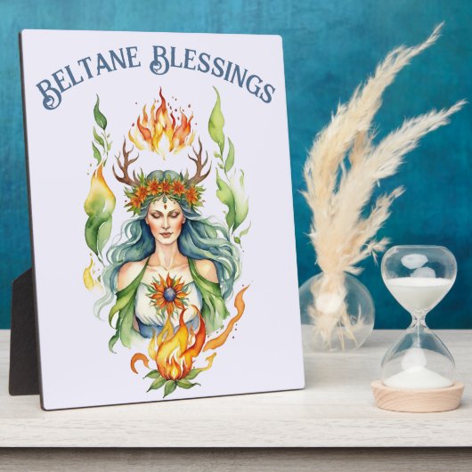 Beltane Fire Summer Goddess Floral Sabbat Altar Fotoplaat (Zijkant)