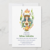 Beltane Fire Summer Goddess Floral Sabbat Party Kaart (Voorkant)