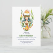 Beltane Fire Summer Goddess Floral Sabbat Party Kaart (Staand voorkant)