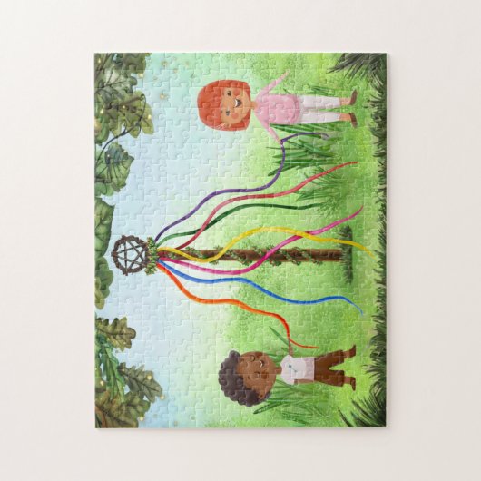 Beltane Kinder Game Maypole Dance Legpuzzel (Verticaal)