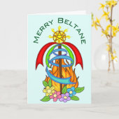 Beltane Mayday Maypole Wiccan Sabbat Holiday Kaart (Gele Bloem)