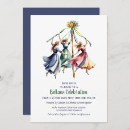 Beltane Maypole Dance Summer Sabbat Party Kaart
