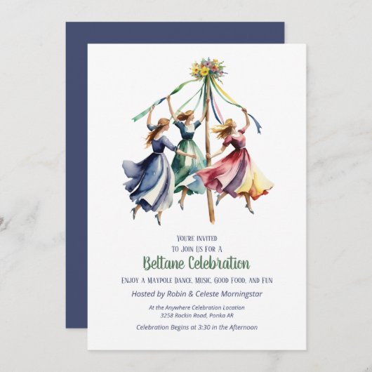 Beltane Maypole Dance Summer Sabbat Party Kaart (Voorkant / Achterkant)