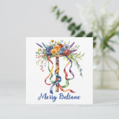 Beltane Maypole Floral Summer Begins Sabbat Feestdagenkaart (Staand voorkant)