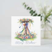 Beltane Maypole Floral Summer Begins Sabbat Feestdagenkaart (Staand voorkant)