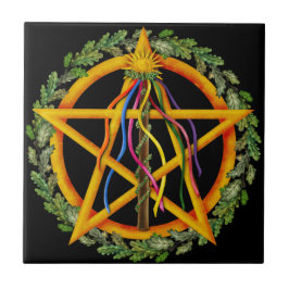 Beltane Maypole & Oak Leaves | Wiccan Altar Tegel Tegeltje
