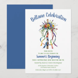 Beltane Maypole Summer Floral Sabbat Party Kaart